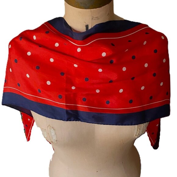 Vintage Vera Neuman polka dots silk hand rolled  hem scarf - Picture 10 of 13